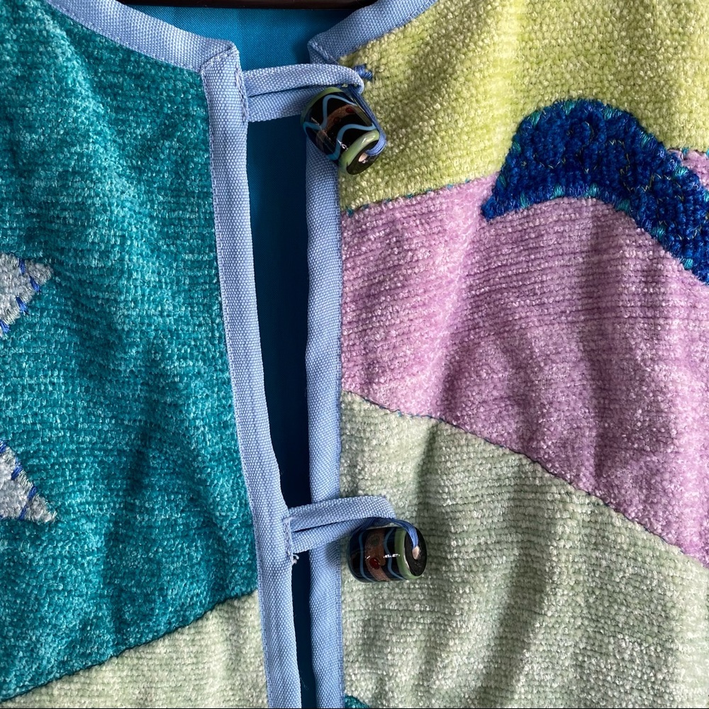 Vintage Patchwork Embroidered Cardigan Medium - image 3